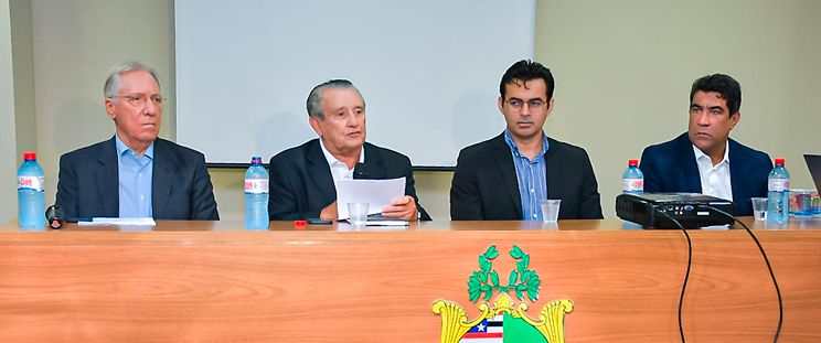 Secretário de Estado de Desenvolvimento Econômico e Programas Estratégicos, José Reinaldo Tavares; subsecretário da Secretaria de Planejamento e Orçamento (SEPLAN), Dionatan Carvalho; vice-presidente executivo da Federação das Indústrias do Estado do Maranhão (FIEMA), Luiz Fernando Renner e o diretor da Alumar, Walmer Rocha.